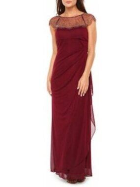 DJ-Jaz Floor Length Burgundy Evening Dress Plus Size 18
